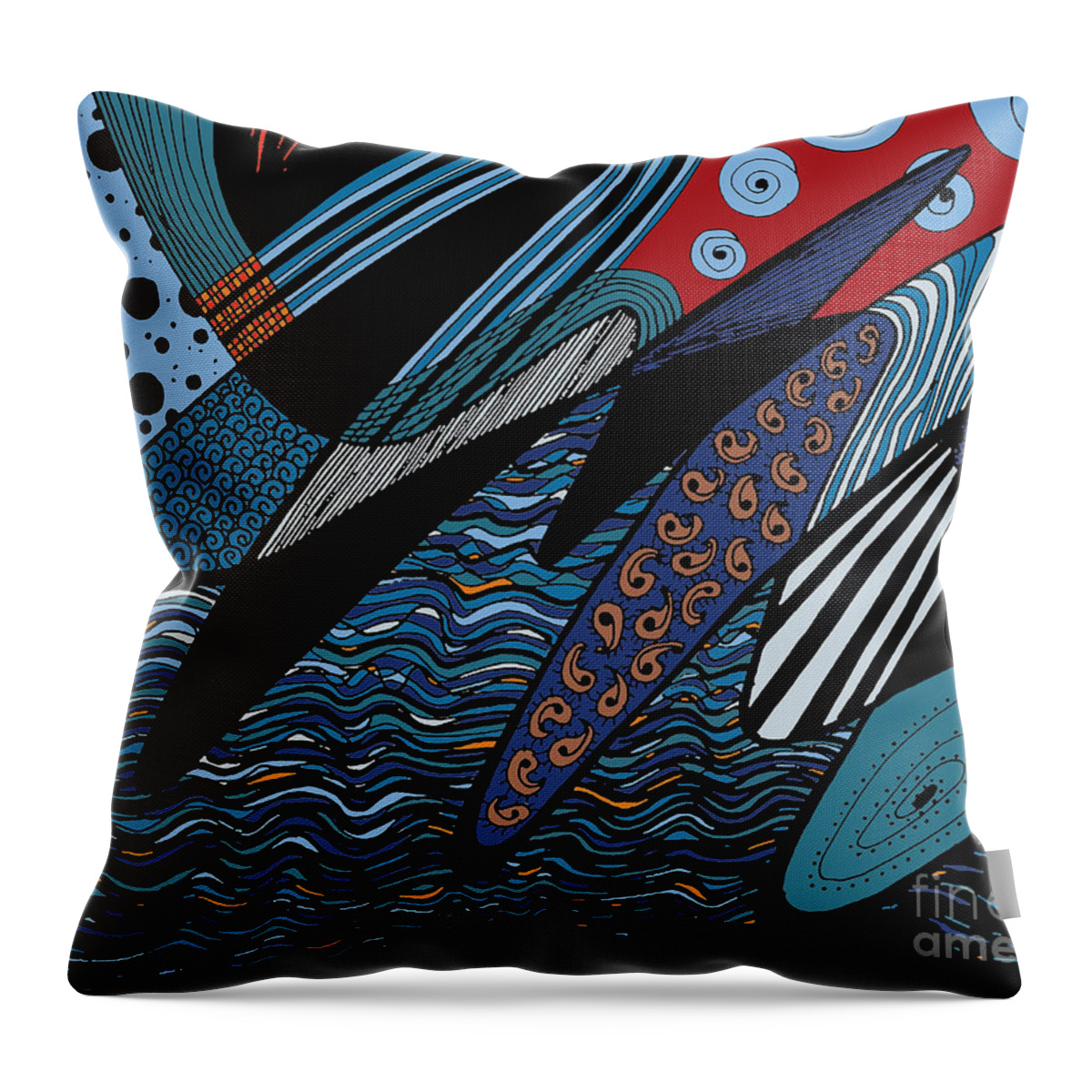 Waves Throw Pillow featuring the digital art Waves by Lynellen Nielsen