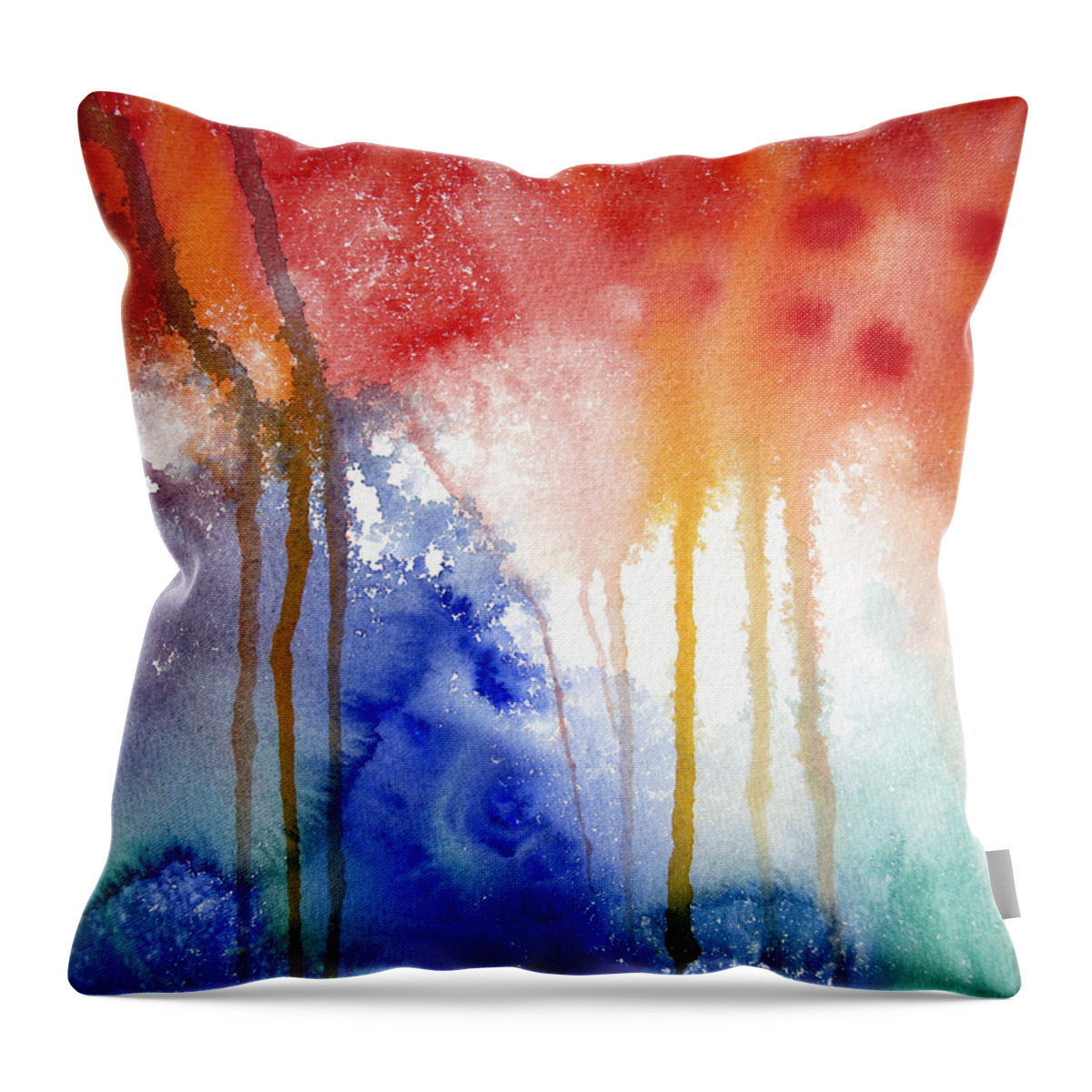 Rainbow Colors Throw Pillow featuring the painting Waves of Emotion by Michal Madison