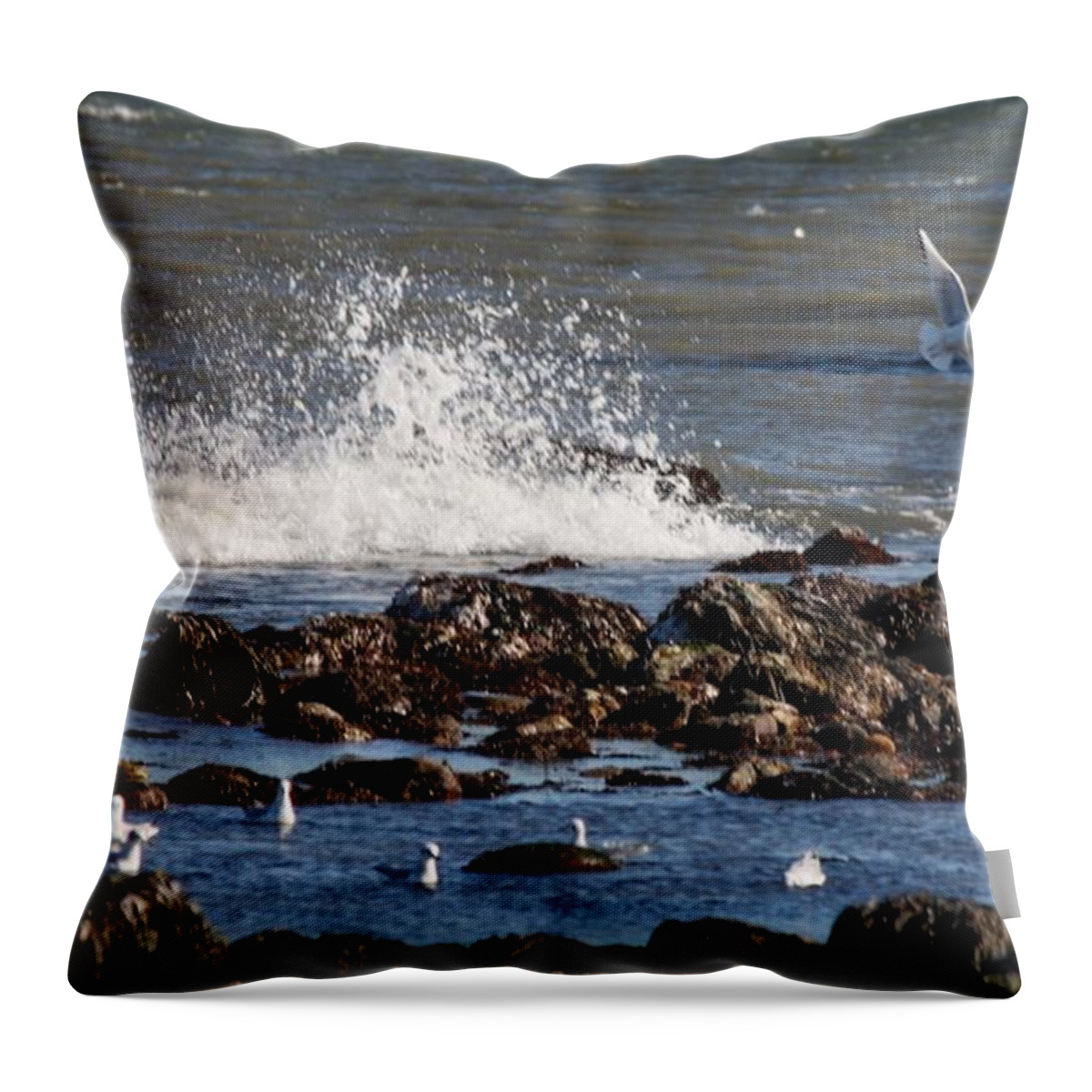 Waves Throw Pillow featuring the photograph Waves Wind and Whitecaps by John Telfer