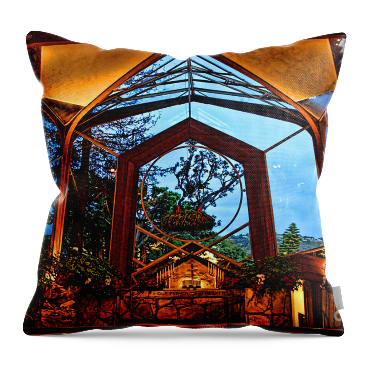 Southern California's Throw Pillow featuring the photograph wayfarers Chapel 8 by Tommy Anderson