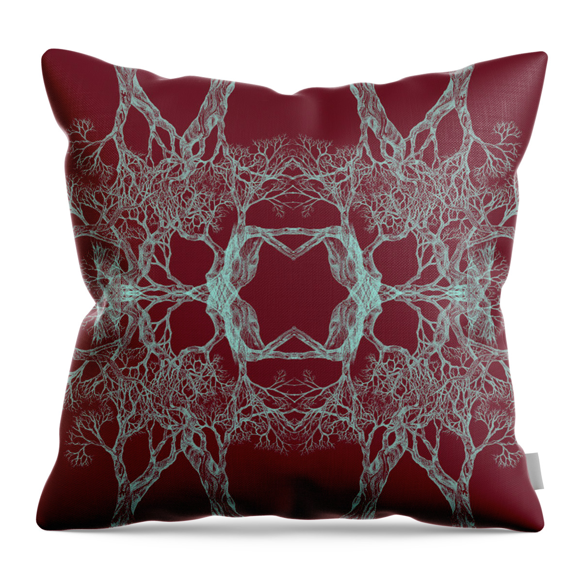 Red Throw Pillow featuring the digital art We Are All Made Of Stars Tree 12 Hybrid 1 Red by Brian Kirchner