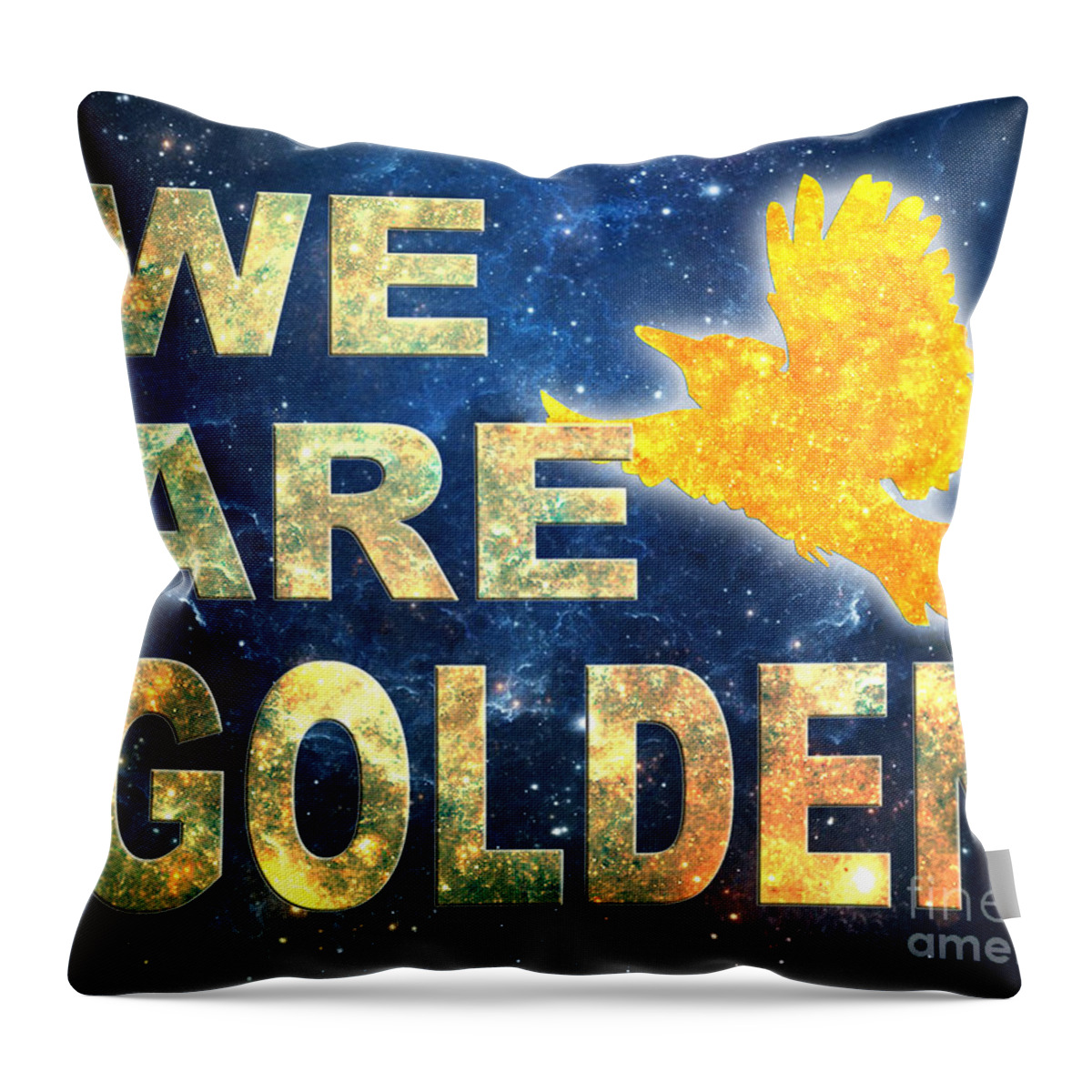 We Are Stardust Throw Pillow featuring the digital art We Are Golden by Ginny Gaura