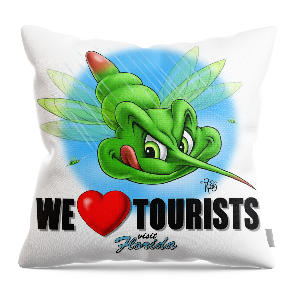 Animals Throw Pillow featuring the digital art We Love Tourists Mosquito by Scott Ross