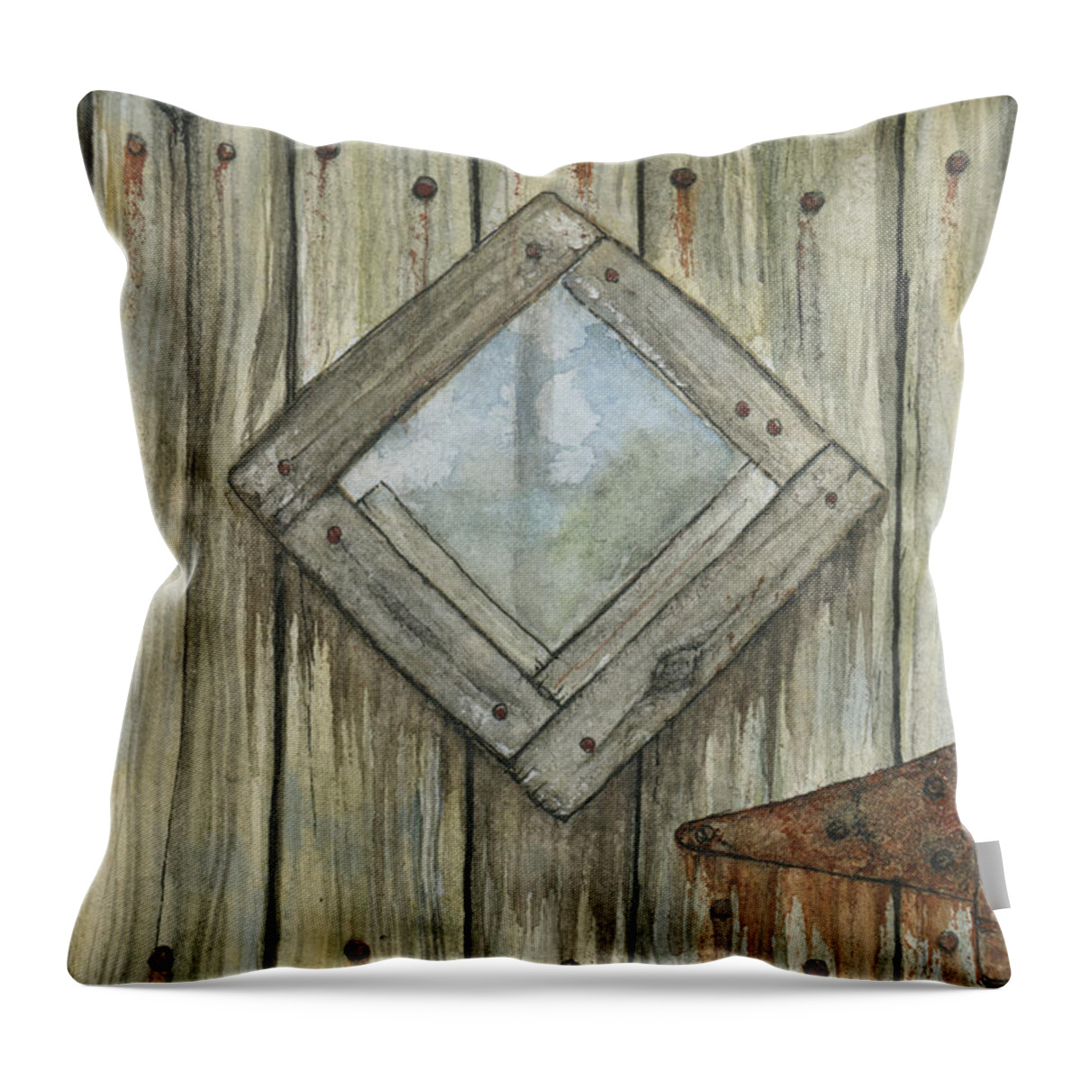 Watercolor Throw Pillow featuring the painting Weathered #1 by Jennifer Creech