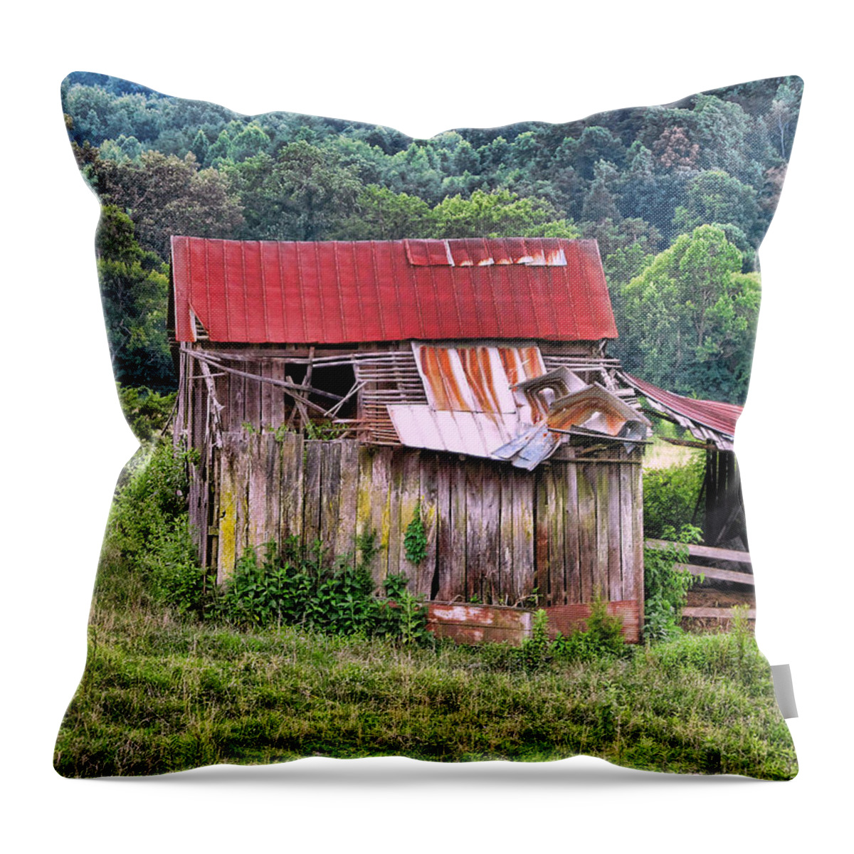 Victor Montgomery Throw Pillow featuring the photograph Weathered Barn by Vic Montgomery