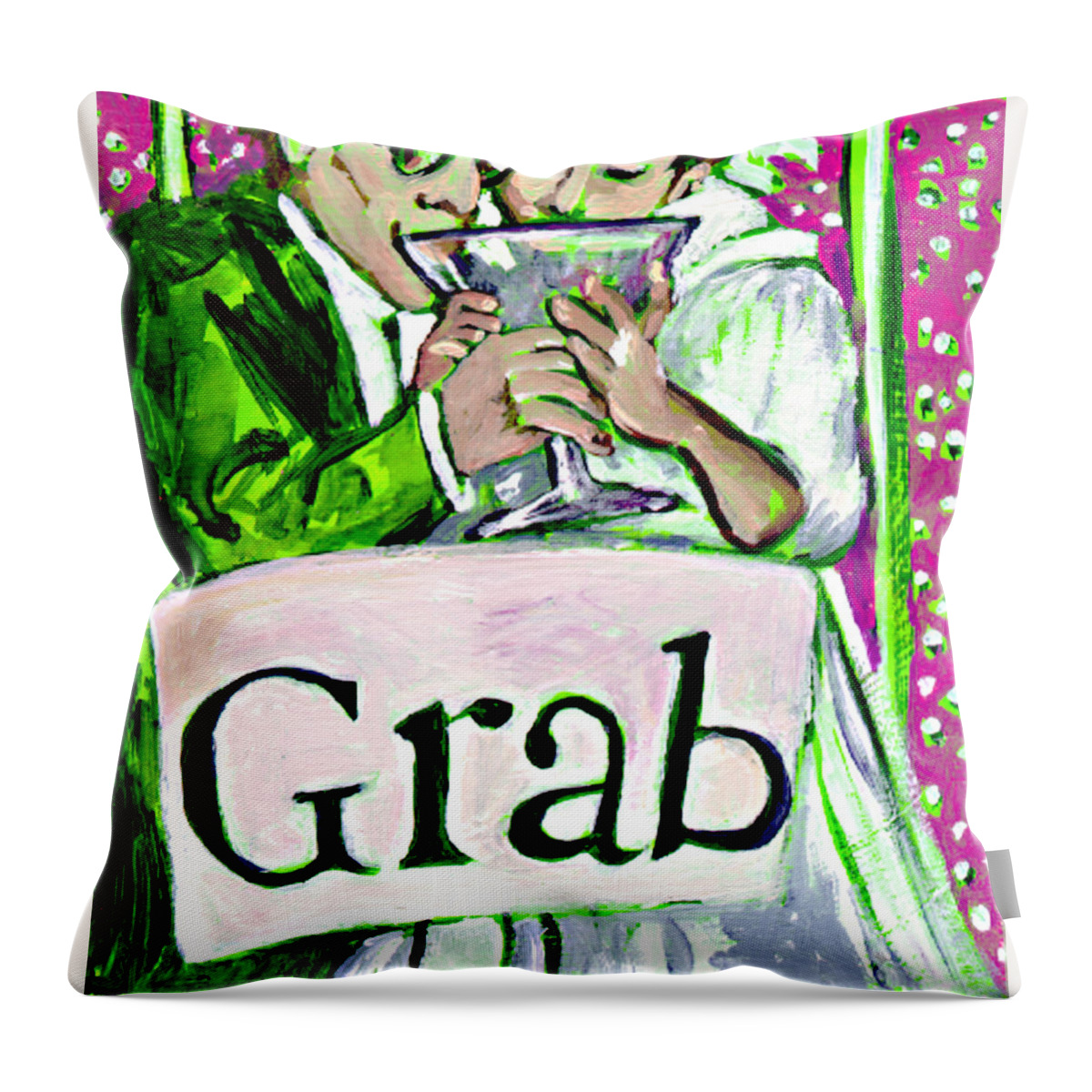 Figures Throw Pillow featuring the painting Wedding couple toast by Tilly Strauss