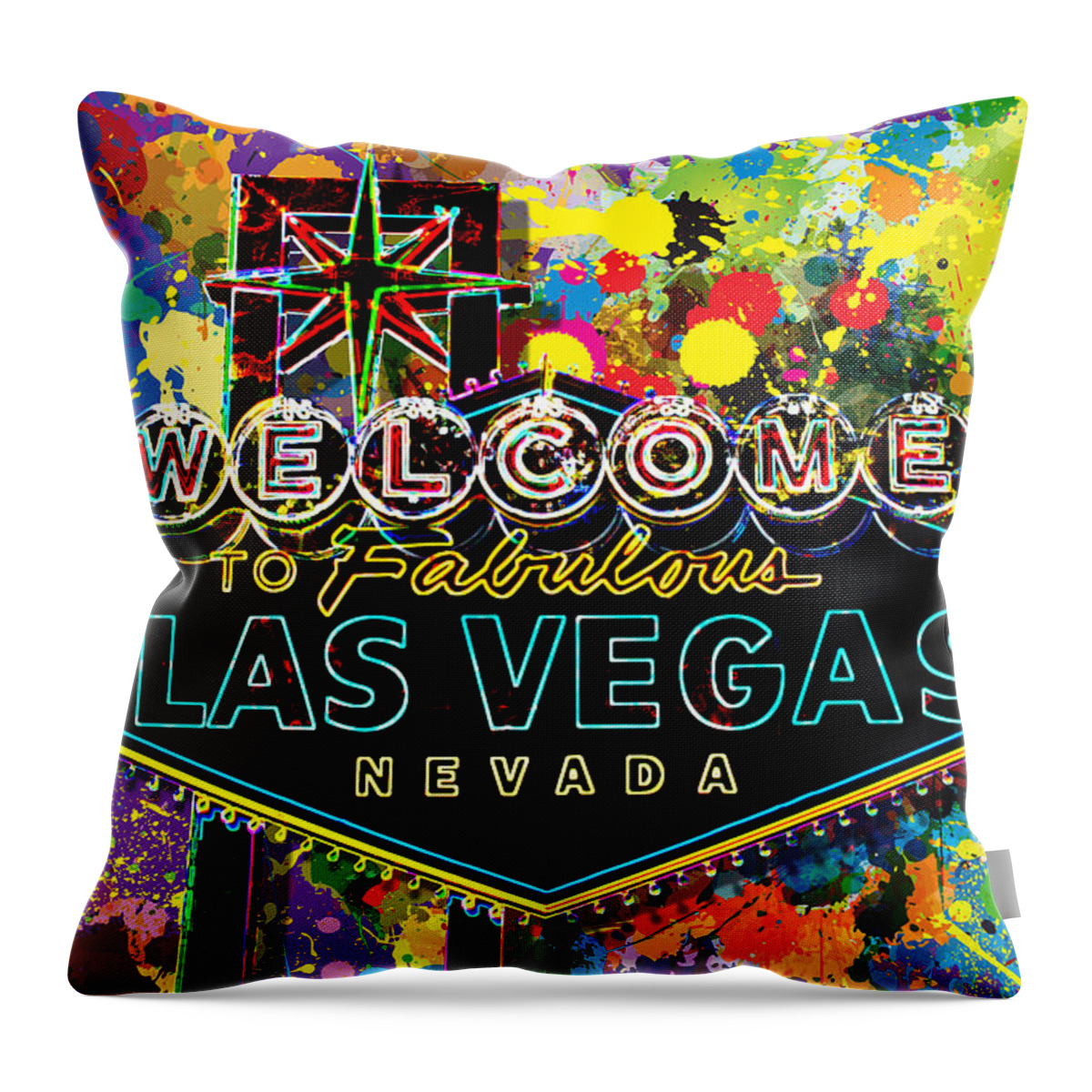 Digital Throw Pillow featuring the digital art Welcome to Las Vegas by Gary Grayson