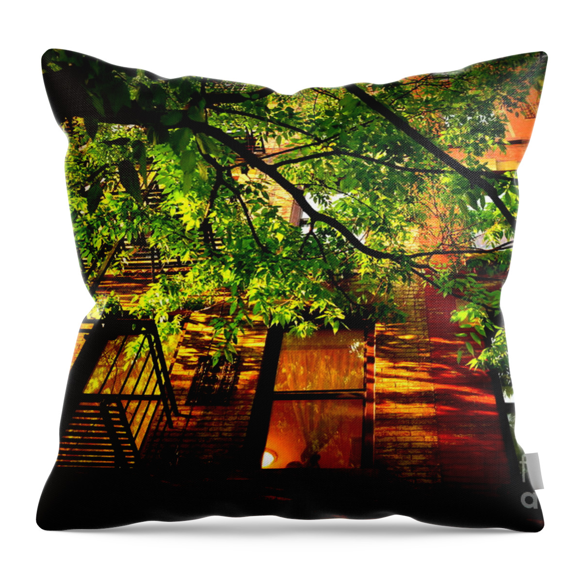 New York Throw Pillow featuring the photograph Welcoming Window - The Lights of Home by Miriam Danar