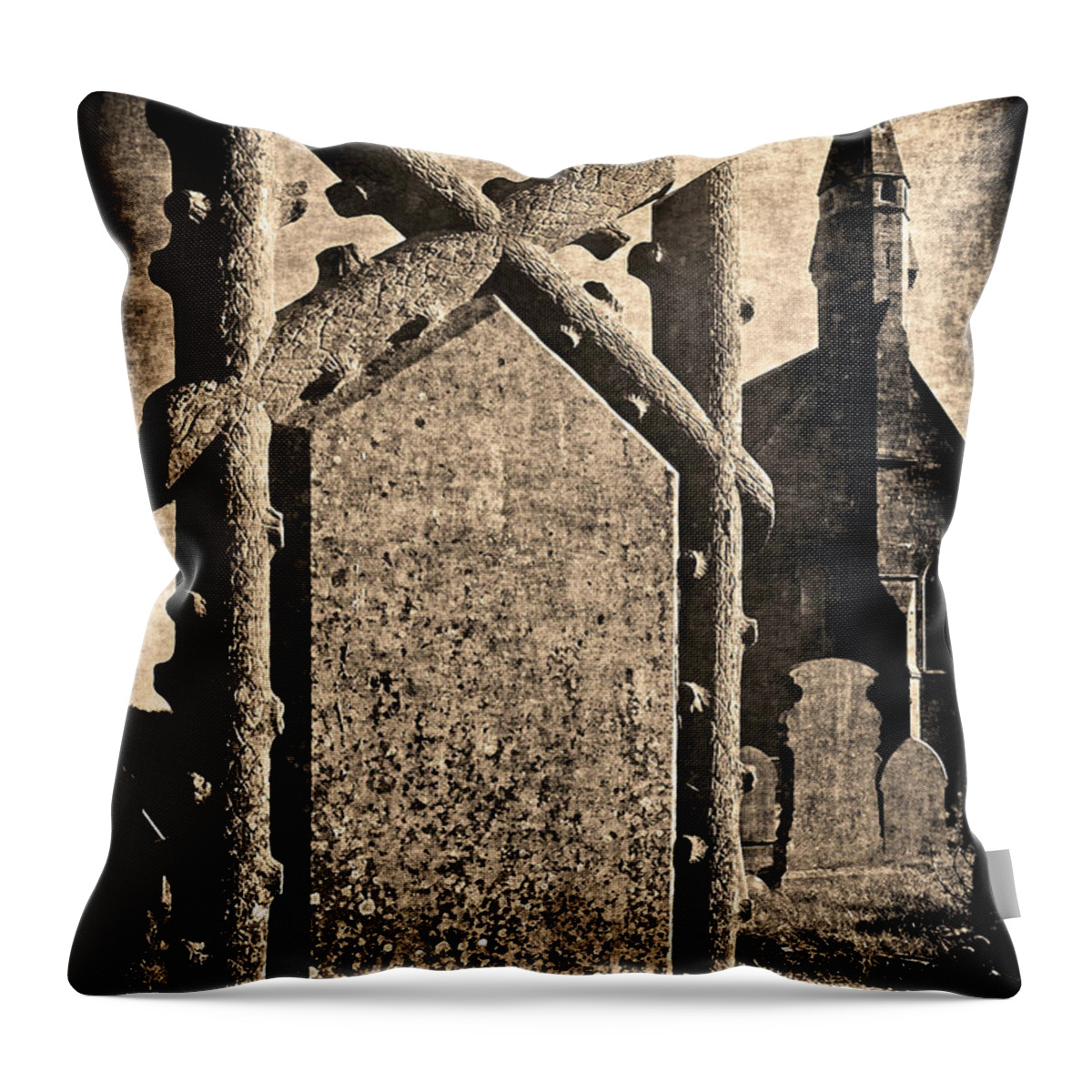 Pictorial Throw Pillow featuring the photograph Welsh Grave yard by Jennifer Wright
