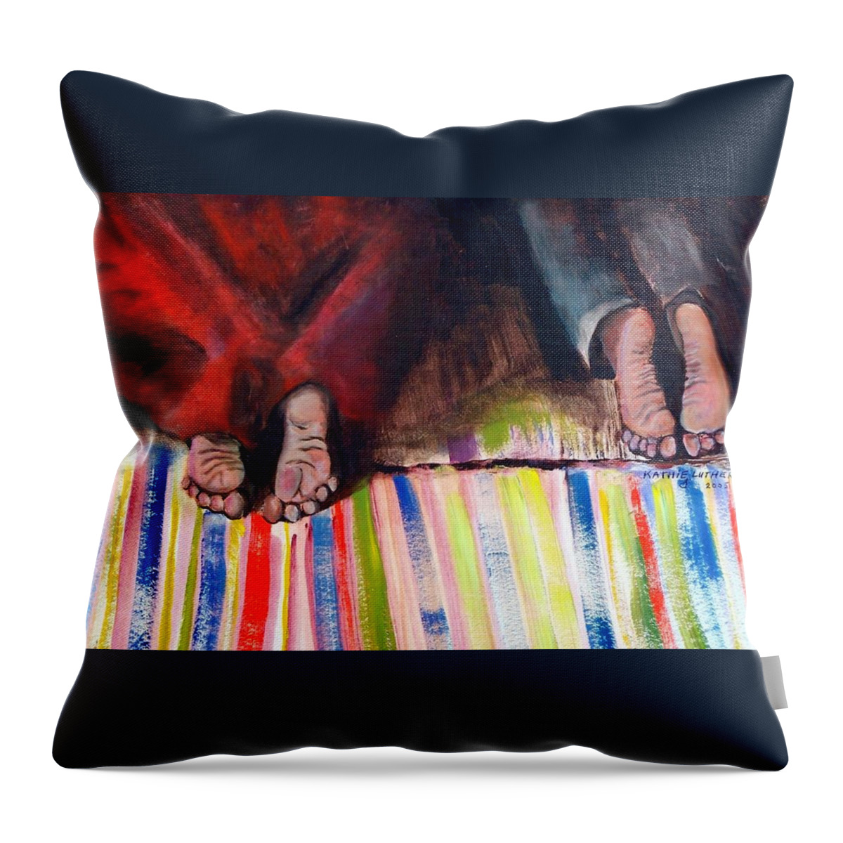 Oil Throw Pillow featuring the painting We're Praying for You by Kathleen Luther