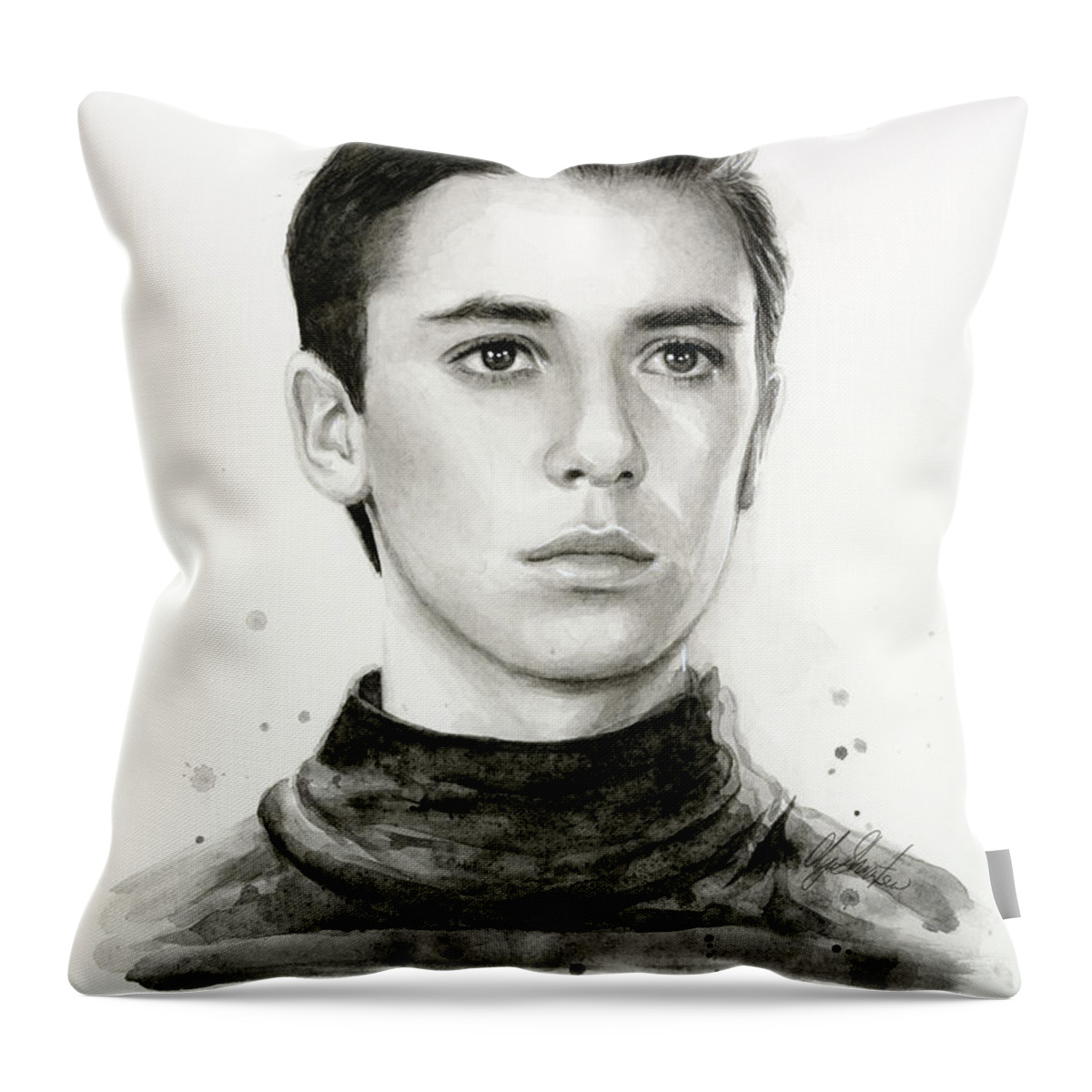 Wesley Throw Pillow featuring the painting Wesley Crusher Star Trek Fan Art by Olga Shvartsur