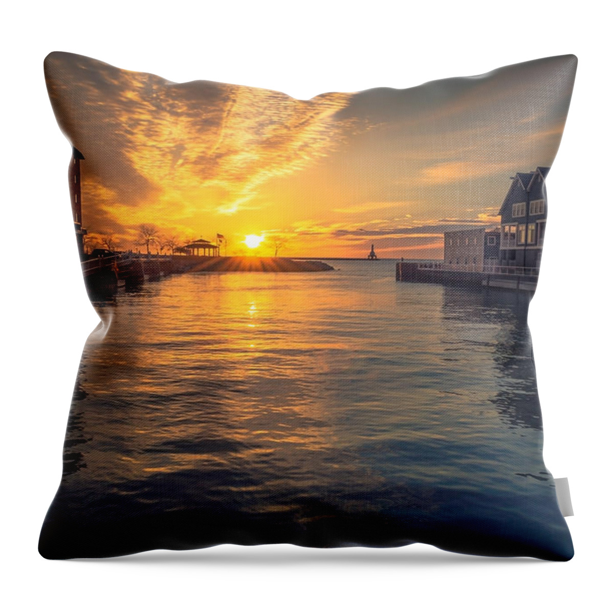 Sunrise Throw Pillow featuring the photograph West Slip Surprise by James Meyer