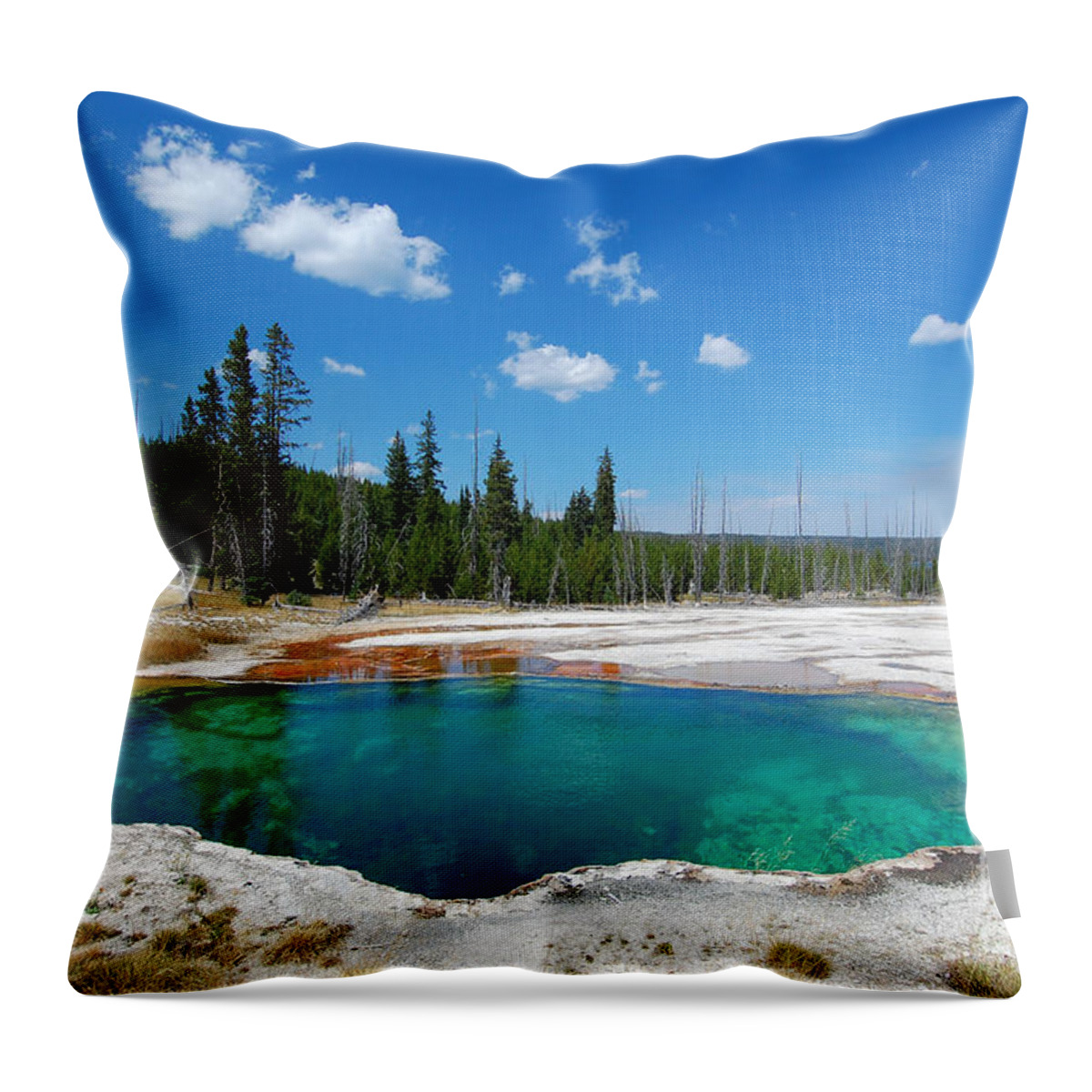Yellowstone National Park Throw Pillow featuring the photograph West Thumb Abyss Pool by Debra Thompson
