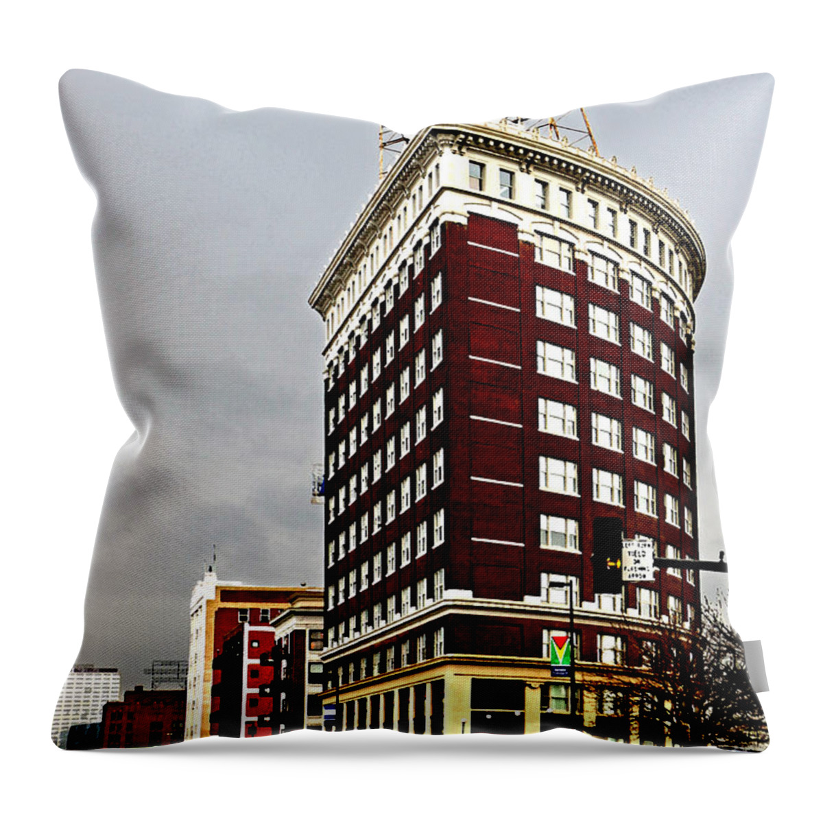 Western Auto Throw Pillow featuring the photograph Western Auto Building by Christopher McKenzie