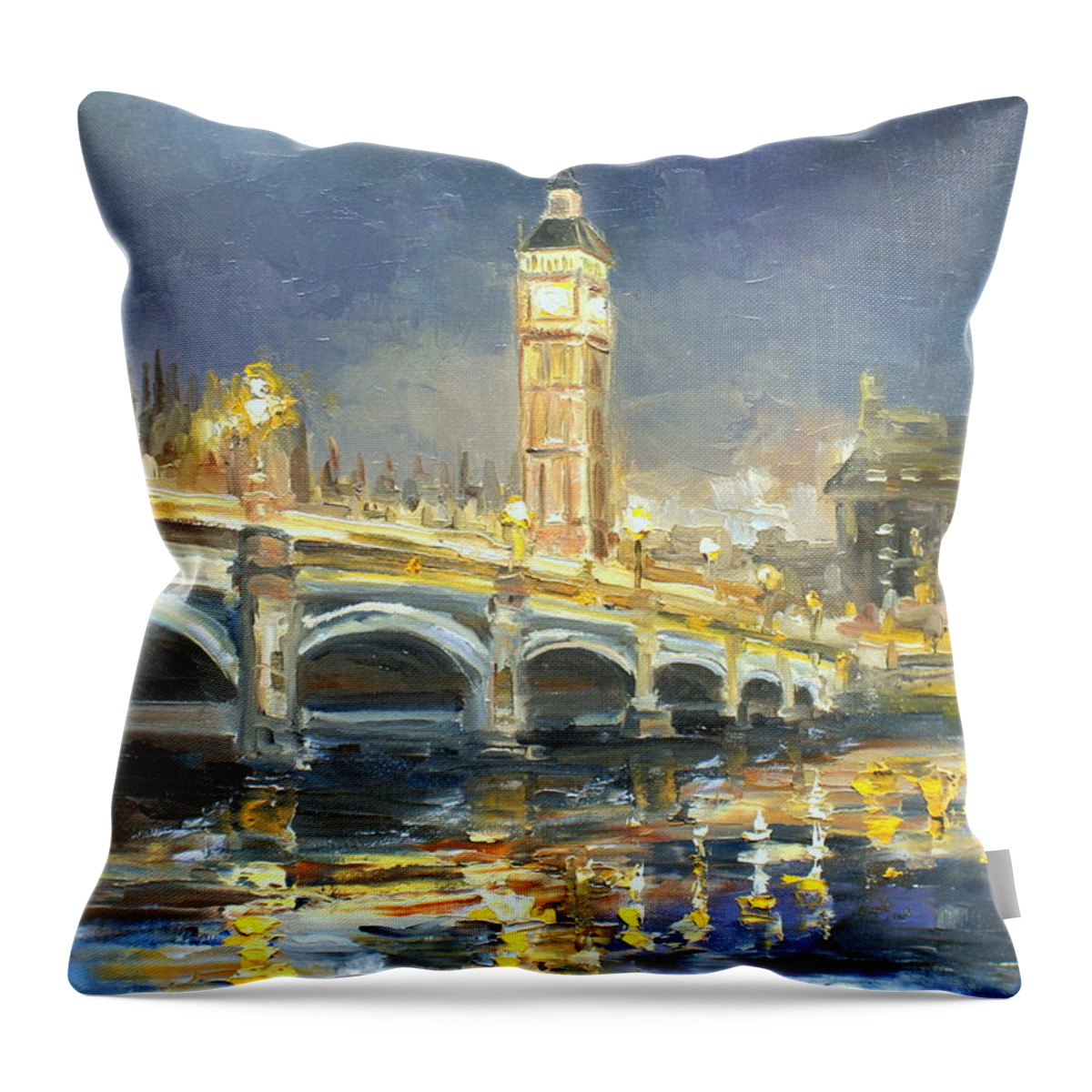 Westminster Throw Pillow featuring the painting Westminster Bridge by Luke Karcz