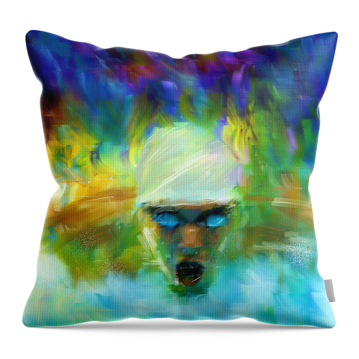 Swimming Throw Pillow featuring the digital art Wet And Wild by Lourry Legarde
