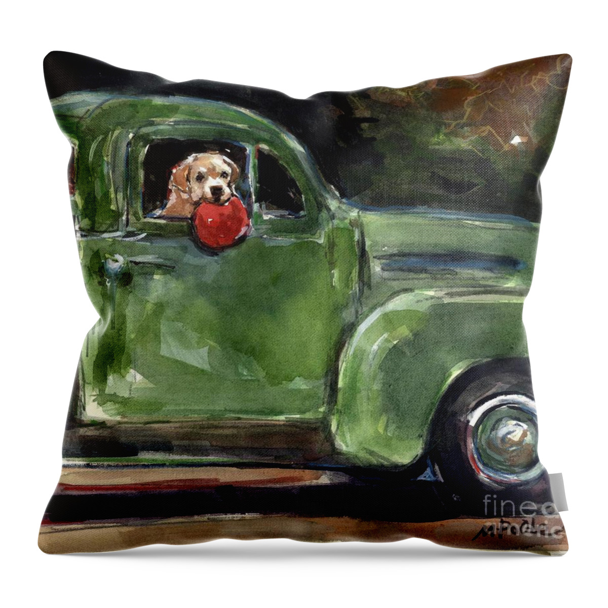 Vintage Truck Throw Pillow featuring the painting Wham-o by Molly Poole