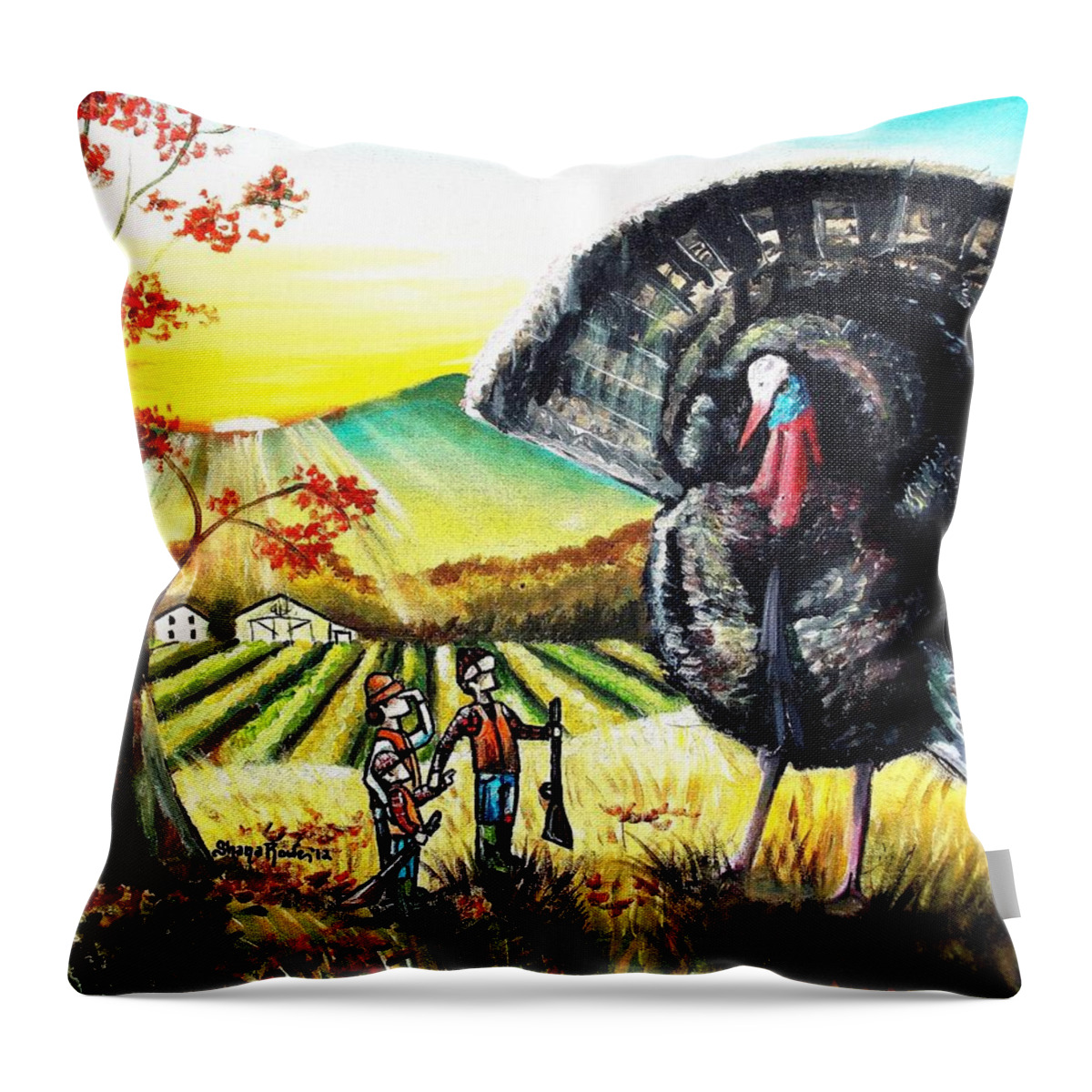 Thanksgiving Throw Pillow featuring the painting Whats for Dinner? by Shana Rowe Jackson