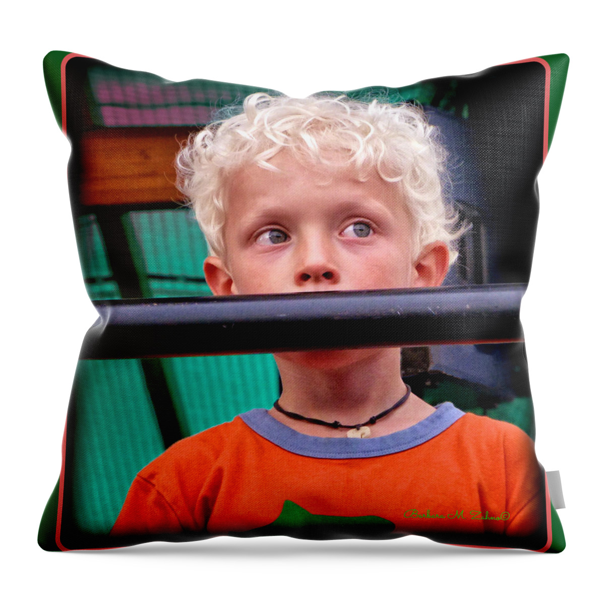 Kids Throw Pillow featuring the photograph What's going on over there? by Barbara Zahno