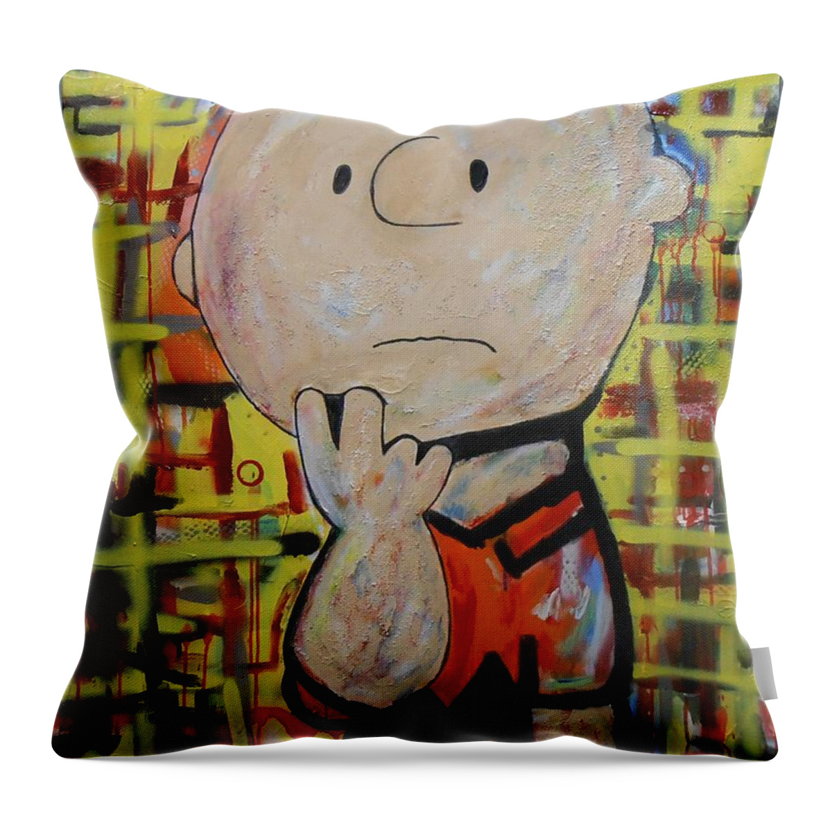 Abstract Throw Pillow featuring the painting What's Up Dude by GH FiLben