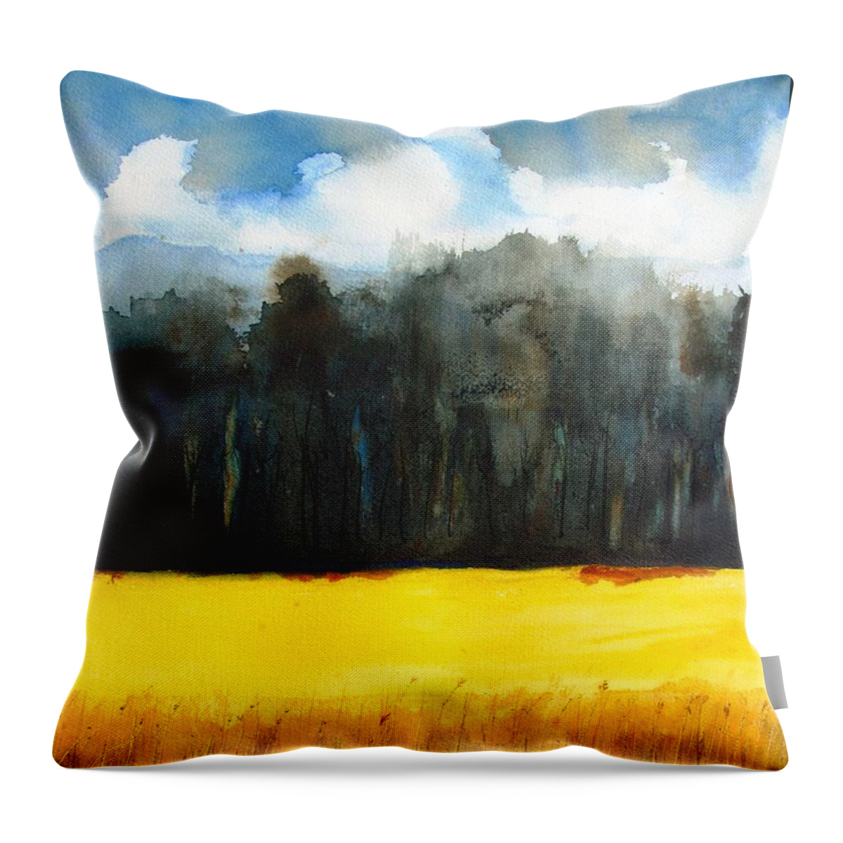 Wheat Field Throw Pillow featuring the painting Wheat Field 1 by Carlin Blahnik CarlinArtWatercolor