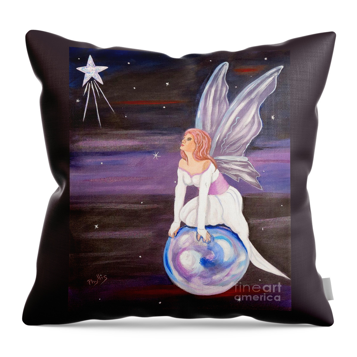 Angel Throw Pillow featuring the painting When You Dream by Phyllis Kaltenbach