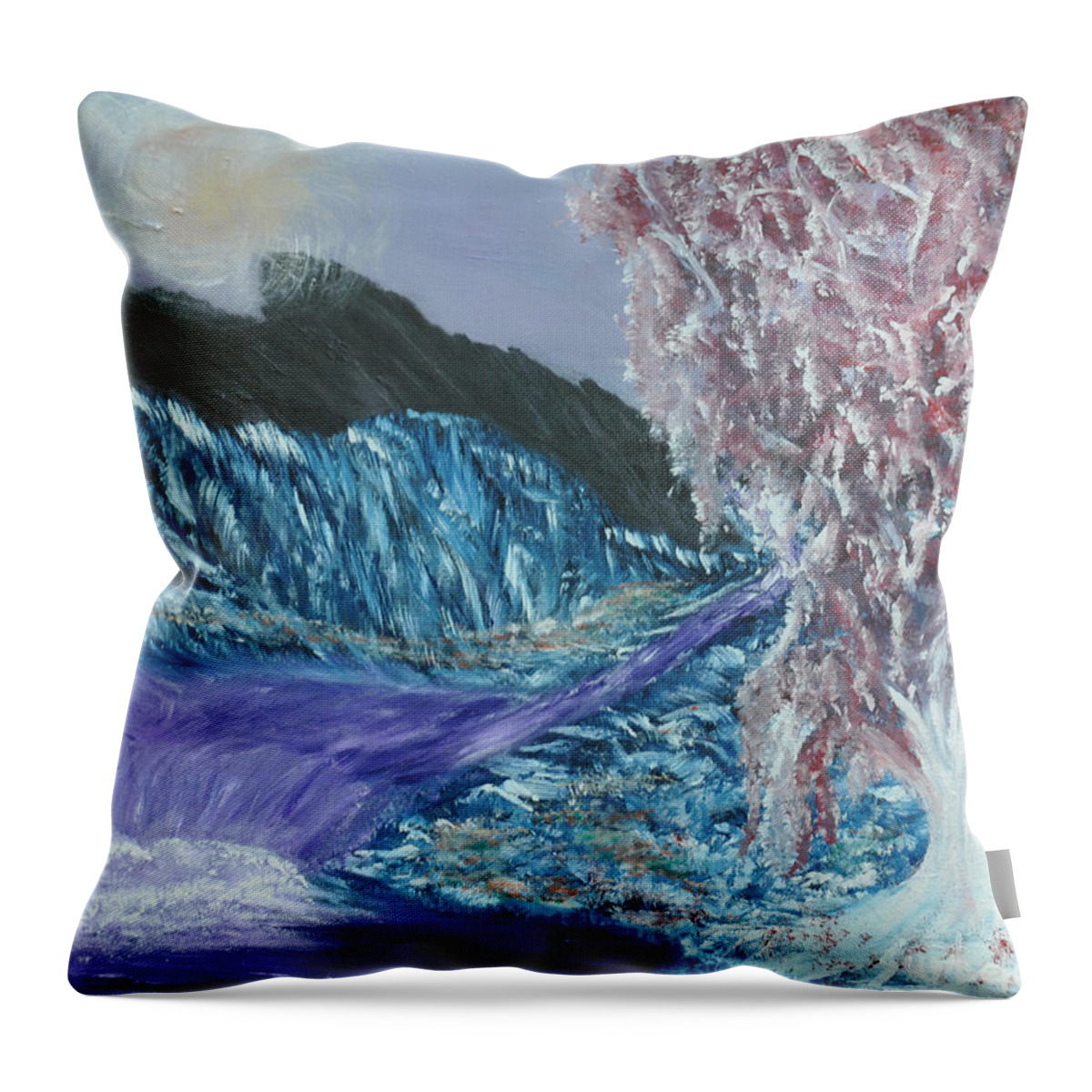 Purple Throw Pillow featuring the painting Where are We by Suzanne Surber