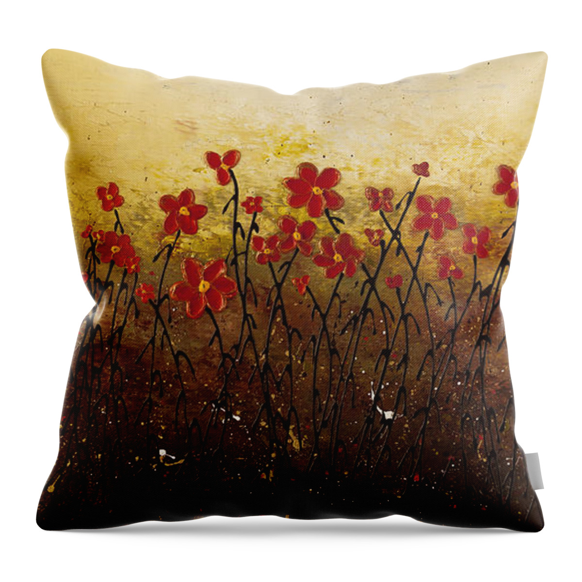 Abstract Art Throw Pillow featuring the painting Where Happiness Grows by Carmen Guedez
