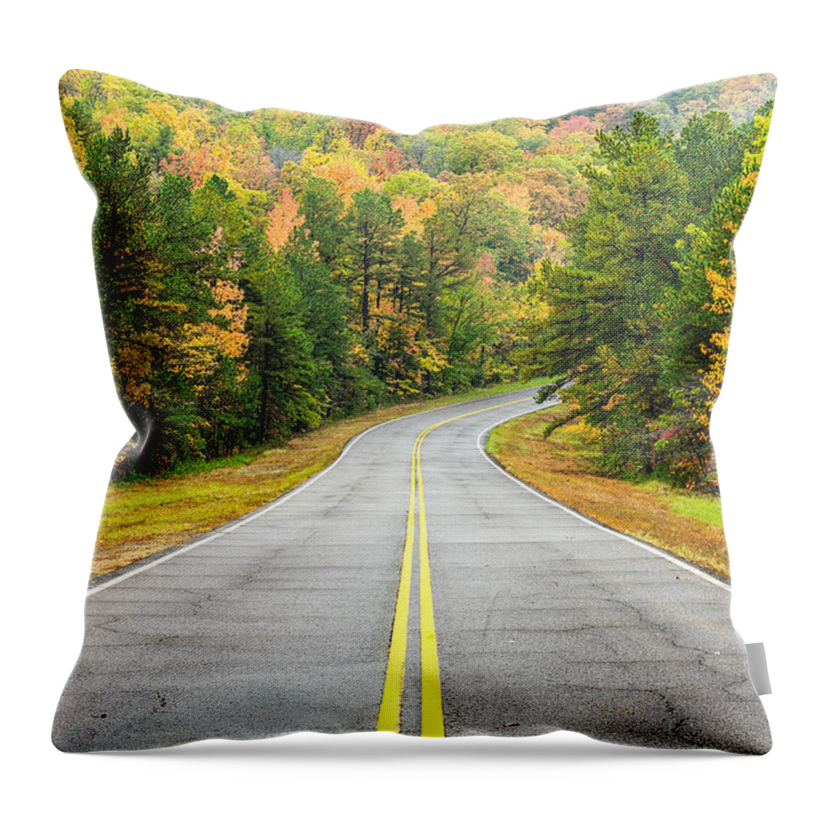 Talimena Scenic Highway Throw Pillow featuring the photograph Where this Road will Take You - Talimena Scenic Highway - Oklahoma - Arkansas by Silvio Ligutti