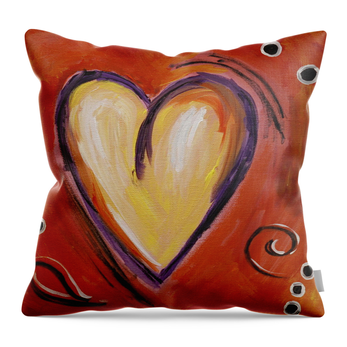 Heart Throw Pillow featuring the painting Whimsical Abstract Art - With All My Heart by Karyn Robinson