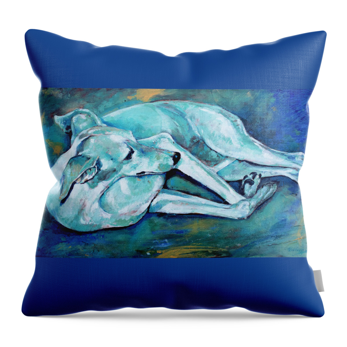 Dog Throw Pillow featuring the painting Whippet-Effects of gravity-3 by Derrick Higgins