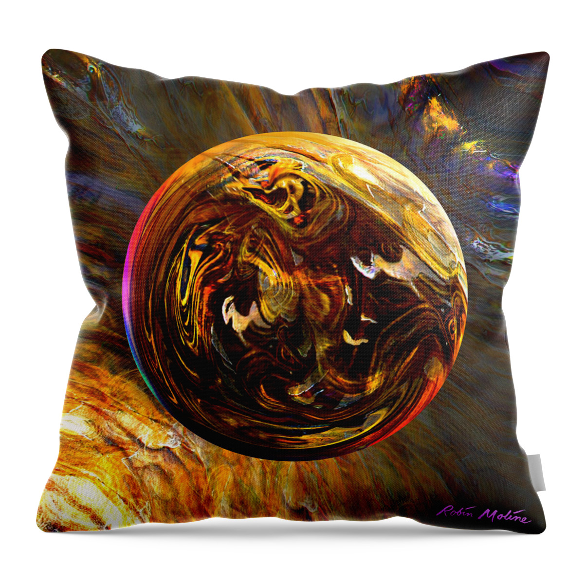 Wood Throw Pillow featuring the digital art Whirling Wood by Robin Moline
