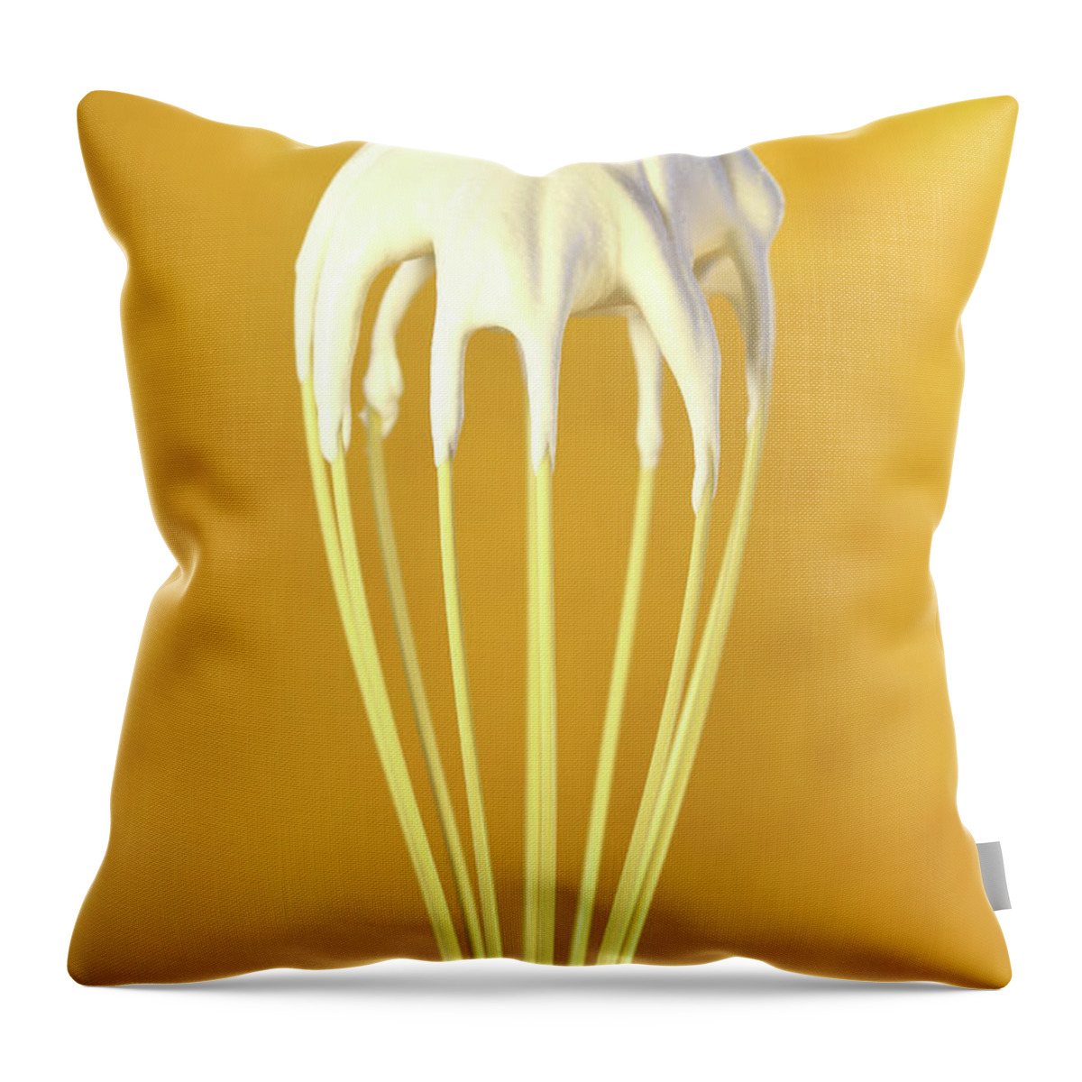 Kitchen Throw Pillow featuring the photograph Whisk with whip cream on top by Sandra Cunningham
