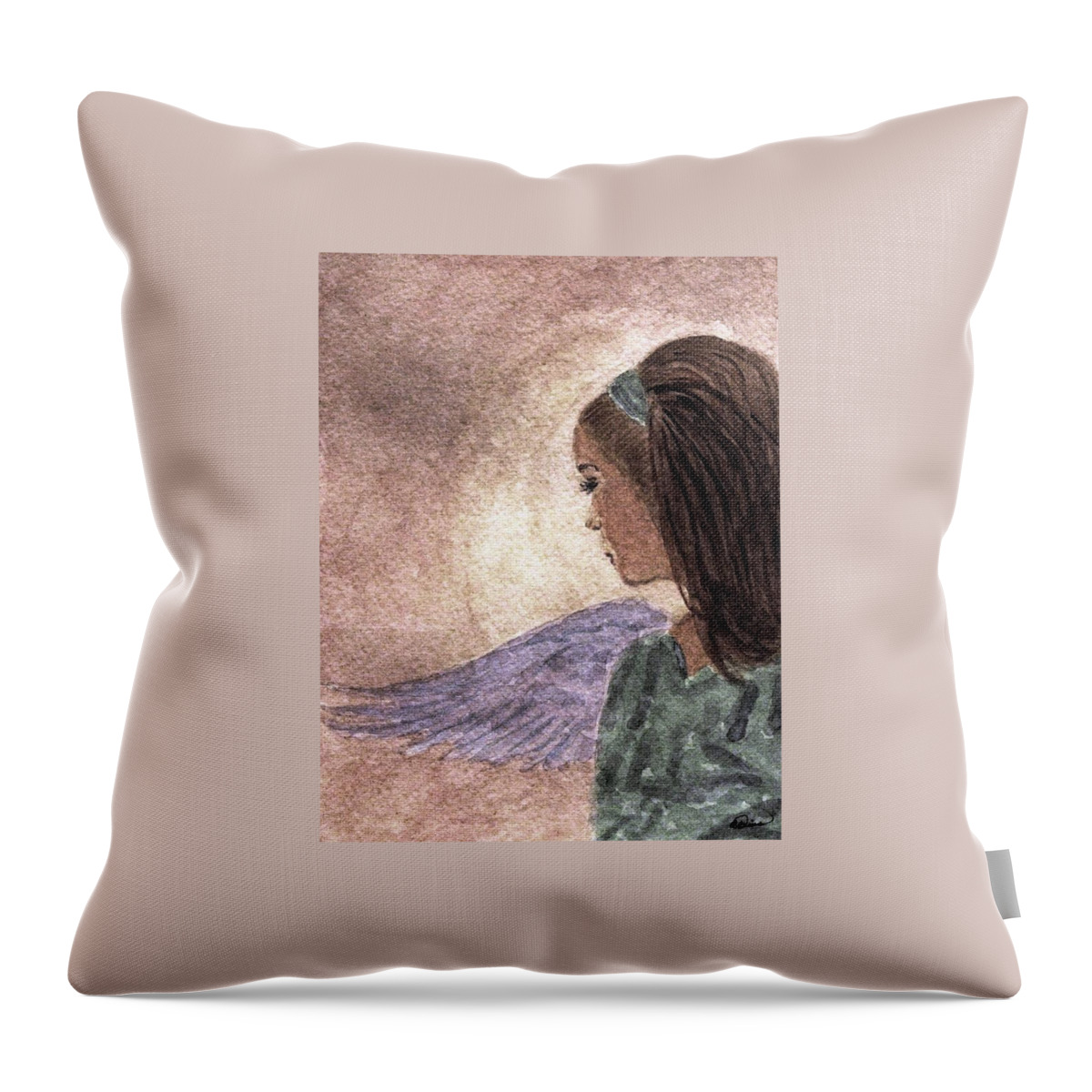 Angel Throw Pillow featuring the painting Whisper Of Wings by Angela Davies