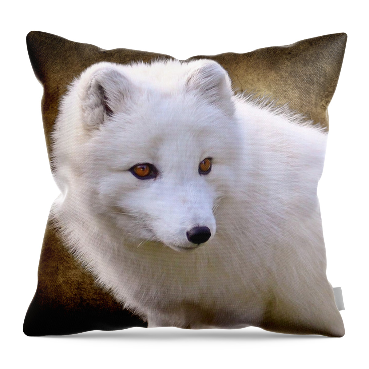 Arctic Fox Throw Pillow featuring the photograph White Arctic Fox by Steve McKinzie