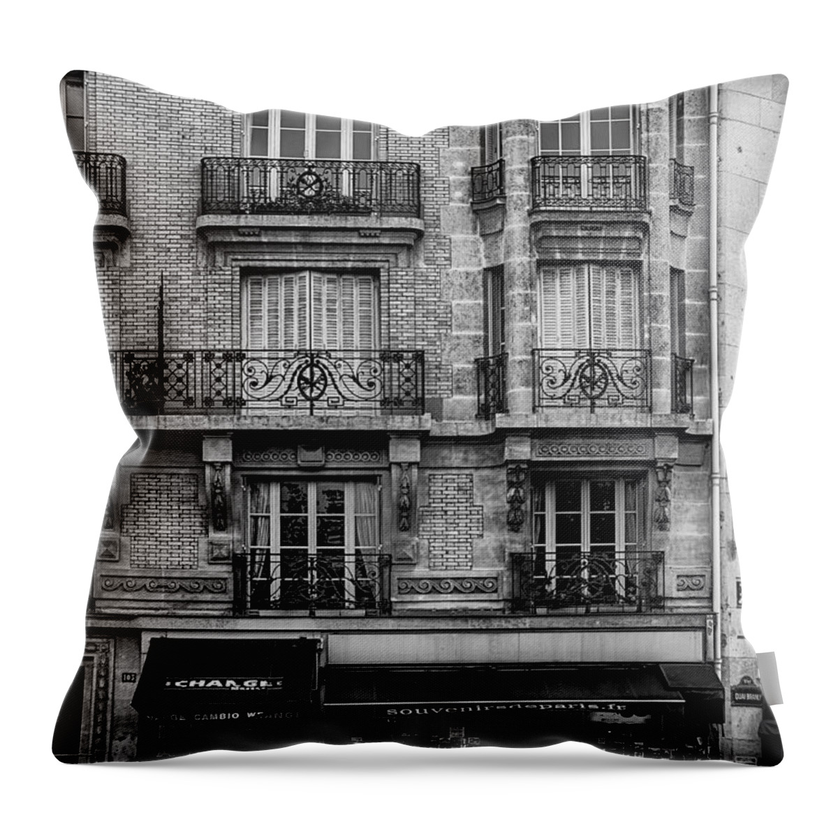 Paris Throw Pillow featuring the photograph White Car in Paris by Nigel R Bell