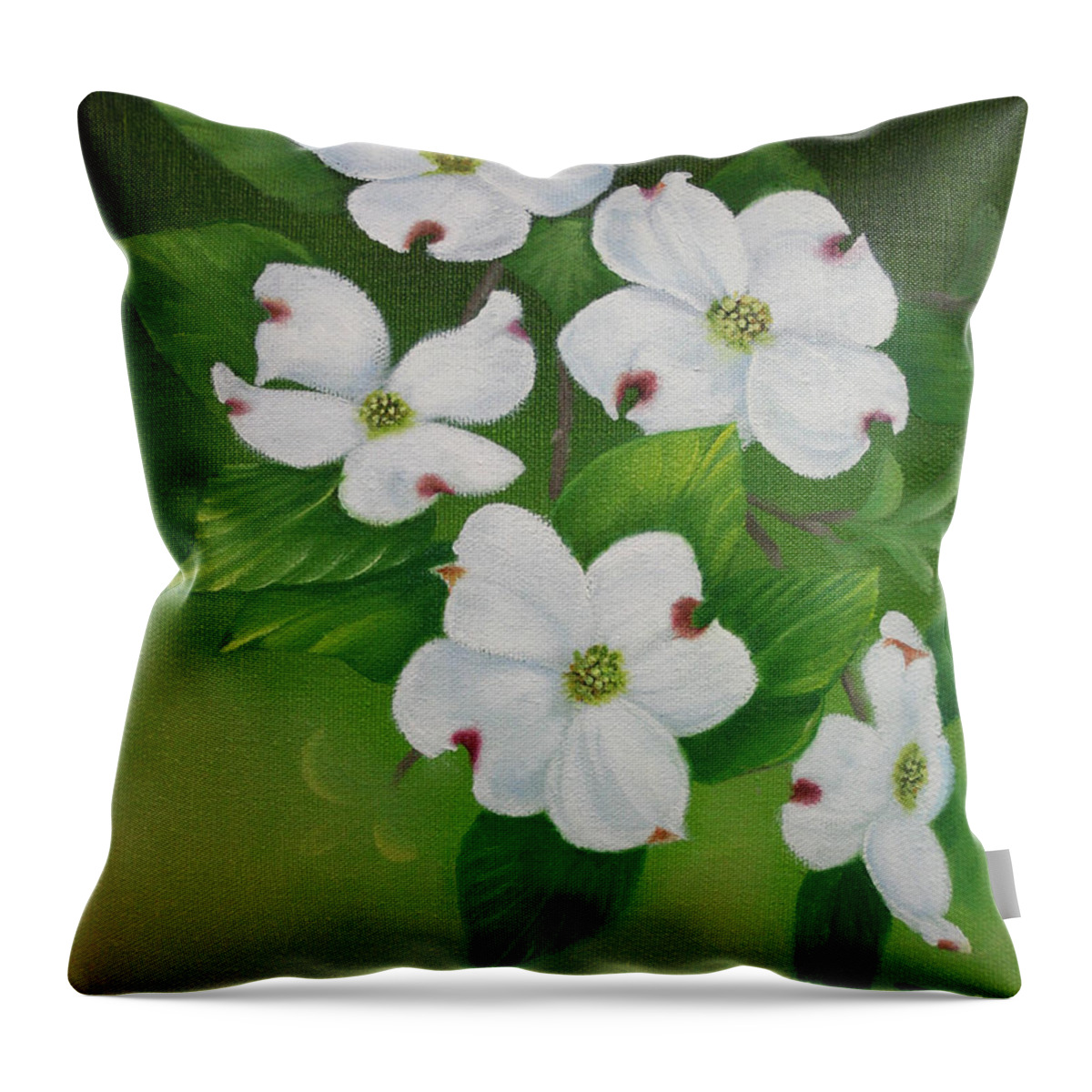Dogwoods Throw Pillow featuring the painting White Dogwoods by Jimmie Bartlett