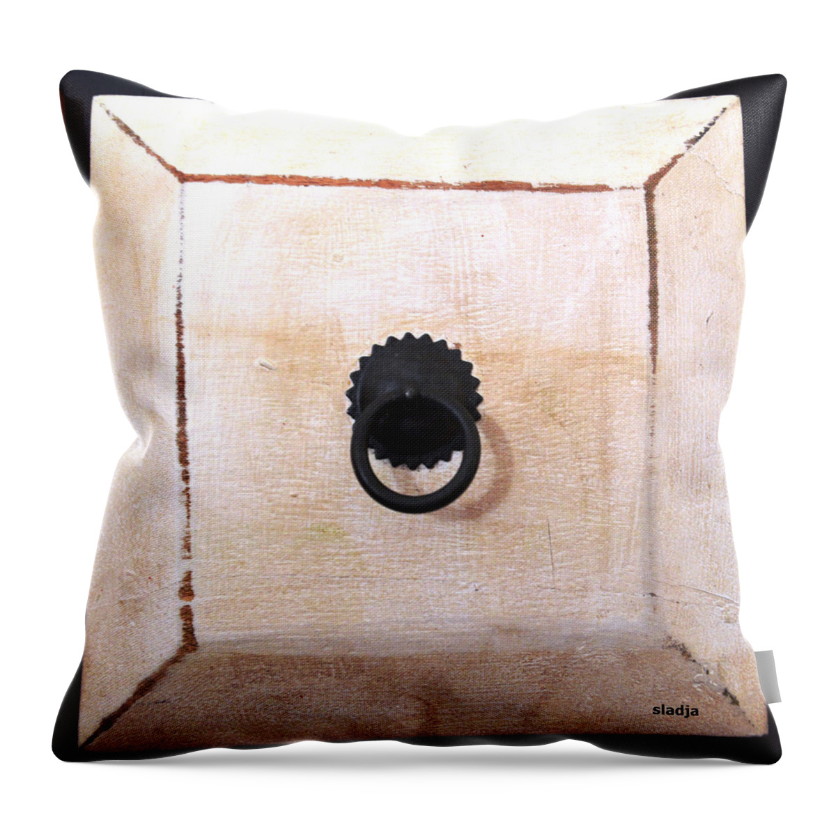 Wood Throw Pillow featuring the photograph White drawer by Sladjana Lazarevic