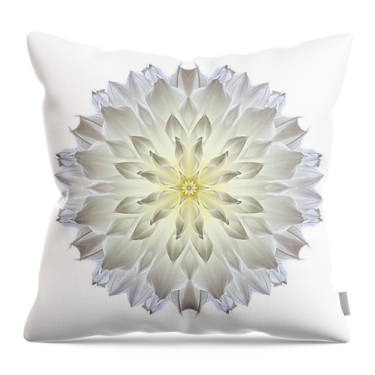 Flower Throw Pillow featuring the photograph Giant White Dahlia I Flower Mandala White by David J Bookbinder