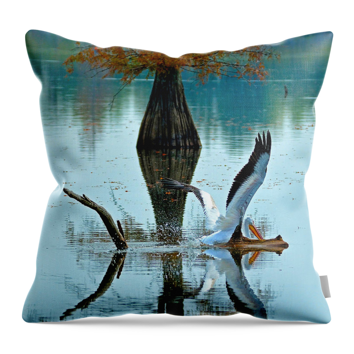  Throw Pillow featuring the photograph White Pelican by Kevin Pugh