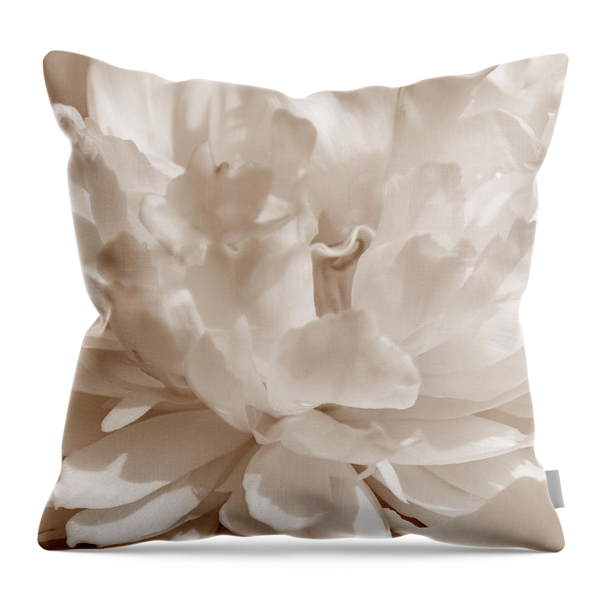 Art Throw Pillow featuring the photograph White Peony II Sepia by Joan Han