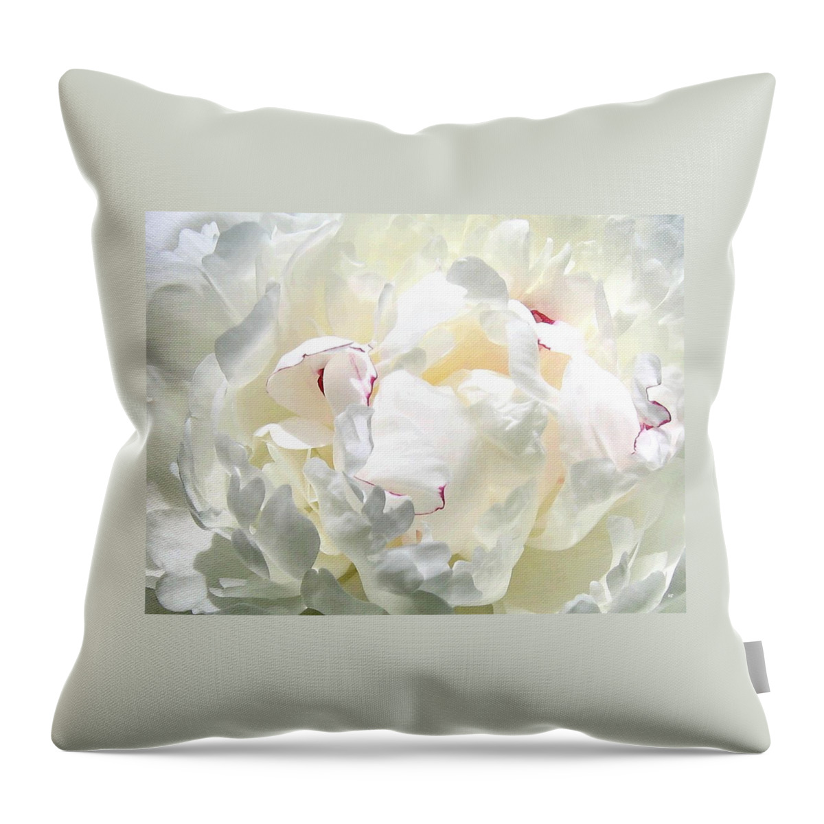  White Peony Throw Pillow featuring the photograph White Peony by Will Borden