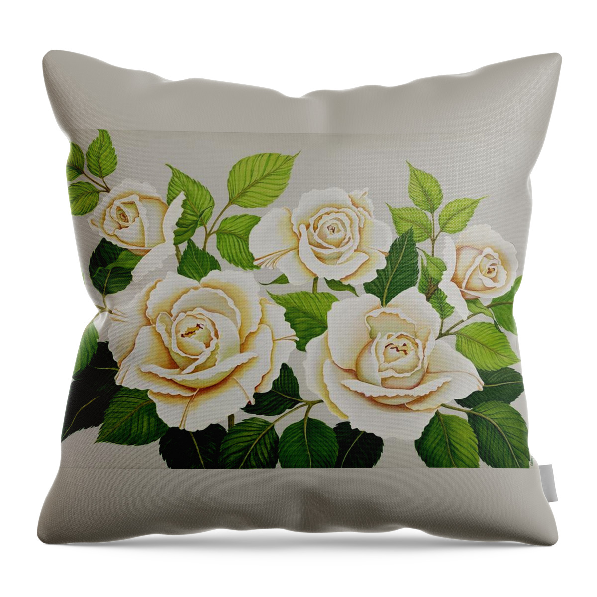 Rose Throw Pillow featuring the painting White Roses by Carol Sabo