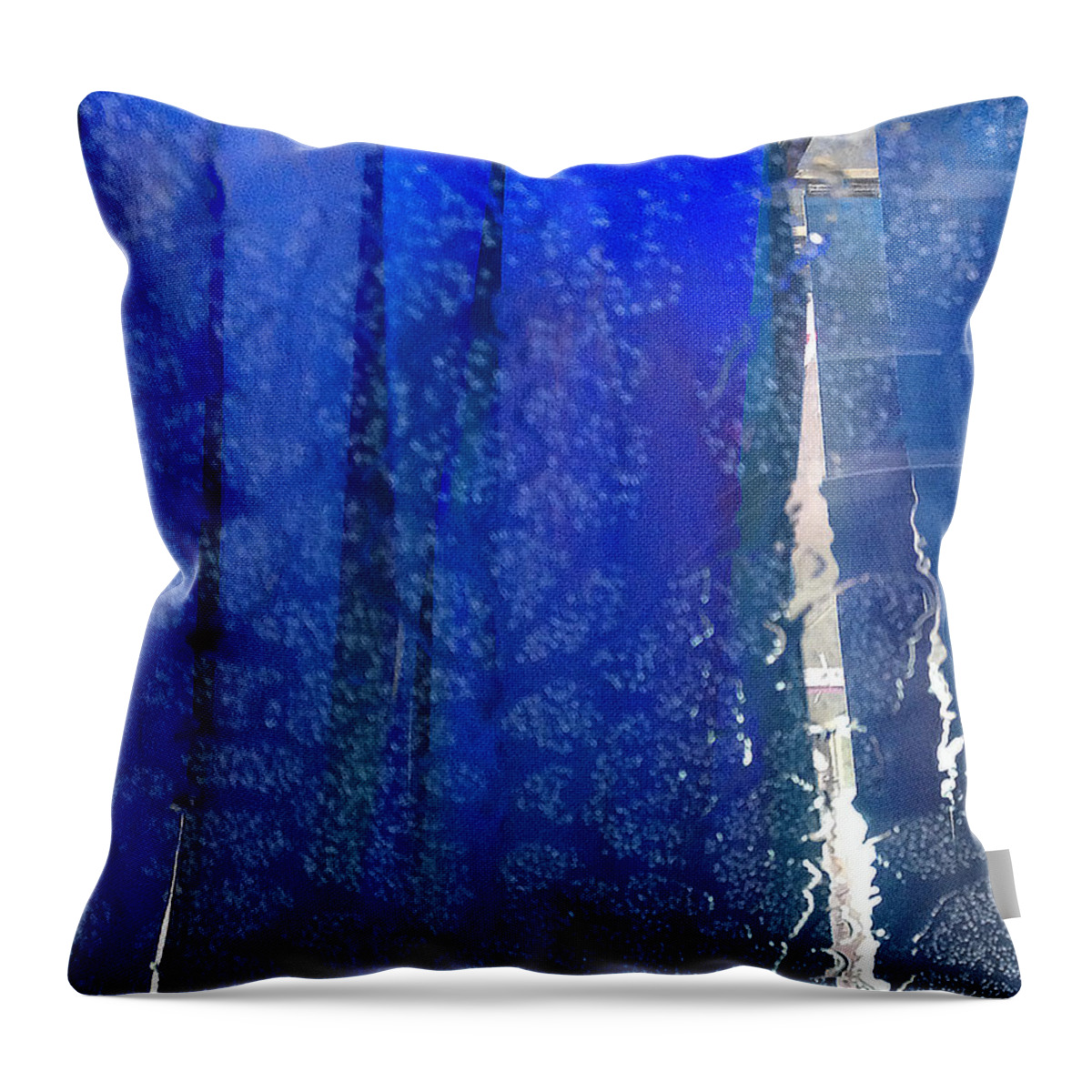 Blue Throw Pillow featuring the photograph White Stripe by Anne Cameron Cutri