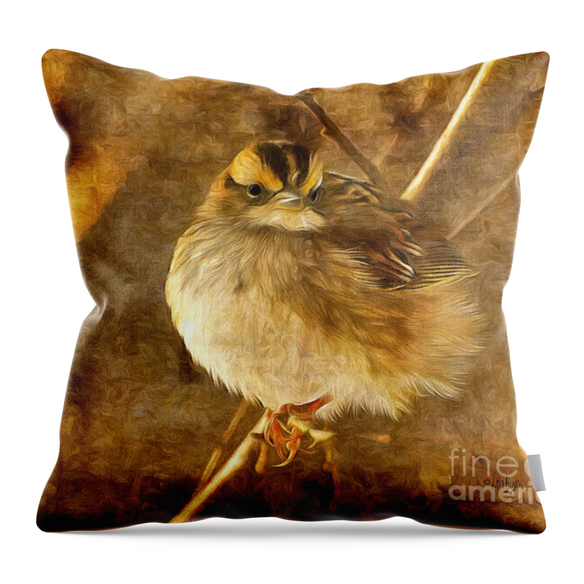 Sparrow Throw Pillow featuring the photograph White Throated Sparrow by Lois Bryan
