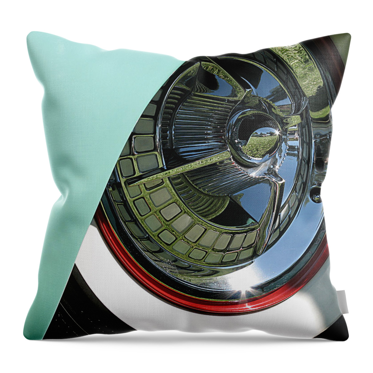 United States Throw Pillow featuring the photograph Whitewalls and Chrome by Darin Volpe