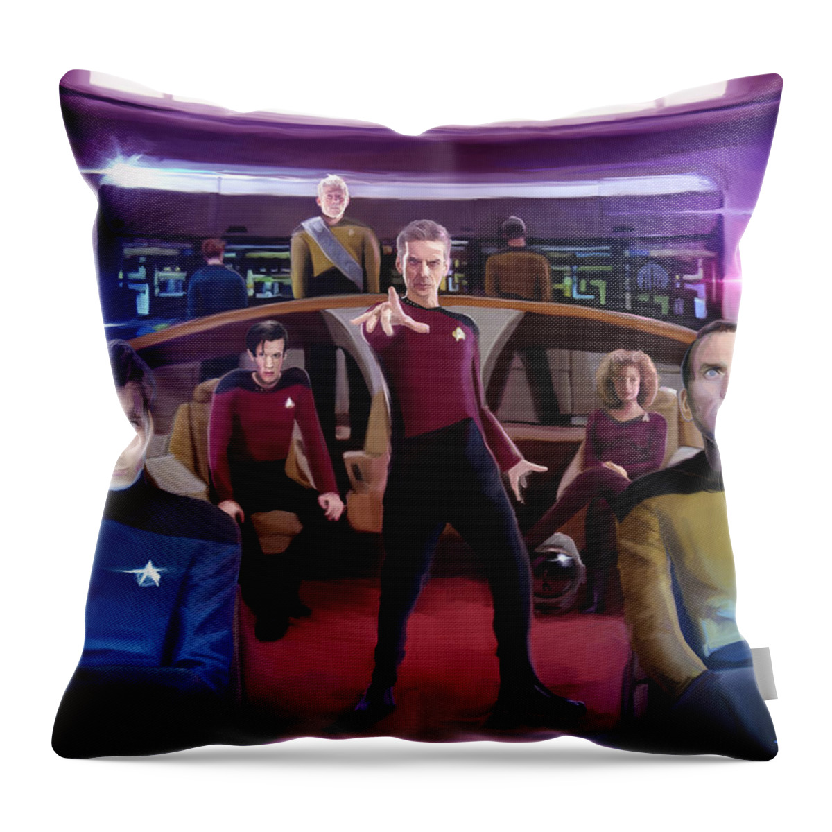 Doctor Who Throw Pillow featuring the painting Who Trek by Brett Hardin