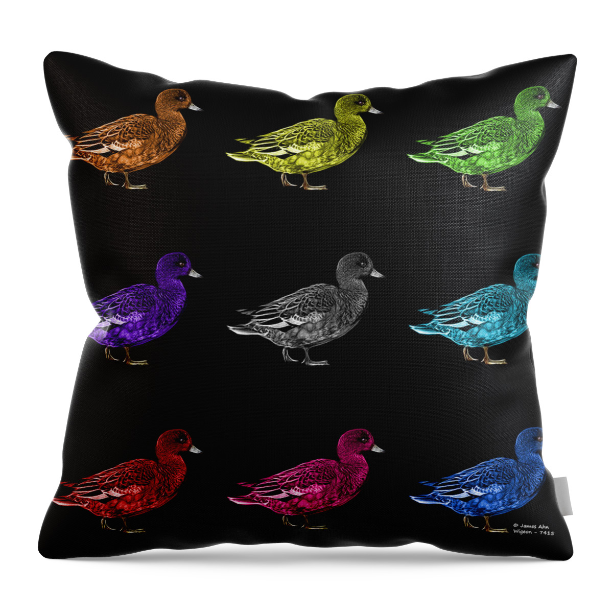 American Wigeon Throw Pillow featuring the mixed media Wigeon Art Pop Art - 7415 - BB - M by James Ahn