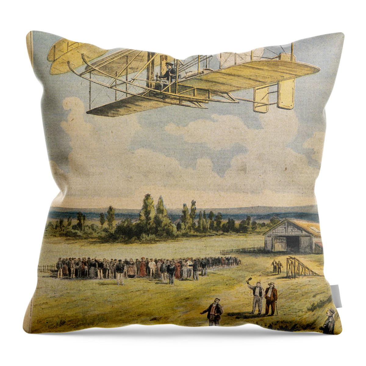 Transportation Throw Pillow featuring the photograph Wilbur Wright Airborne by Mary Evans Picture Library