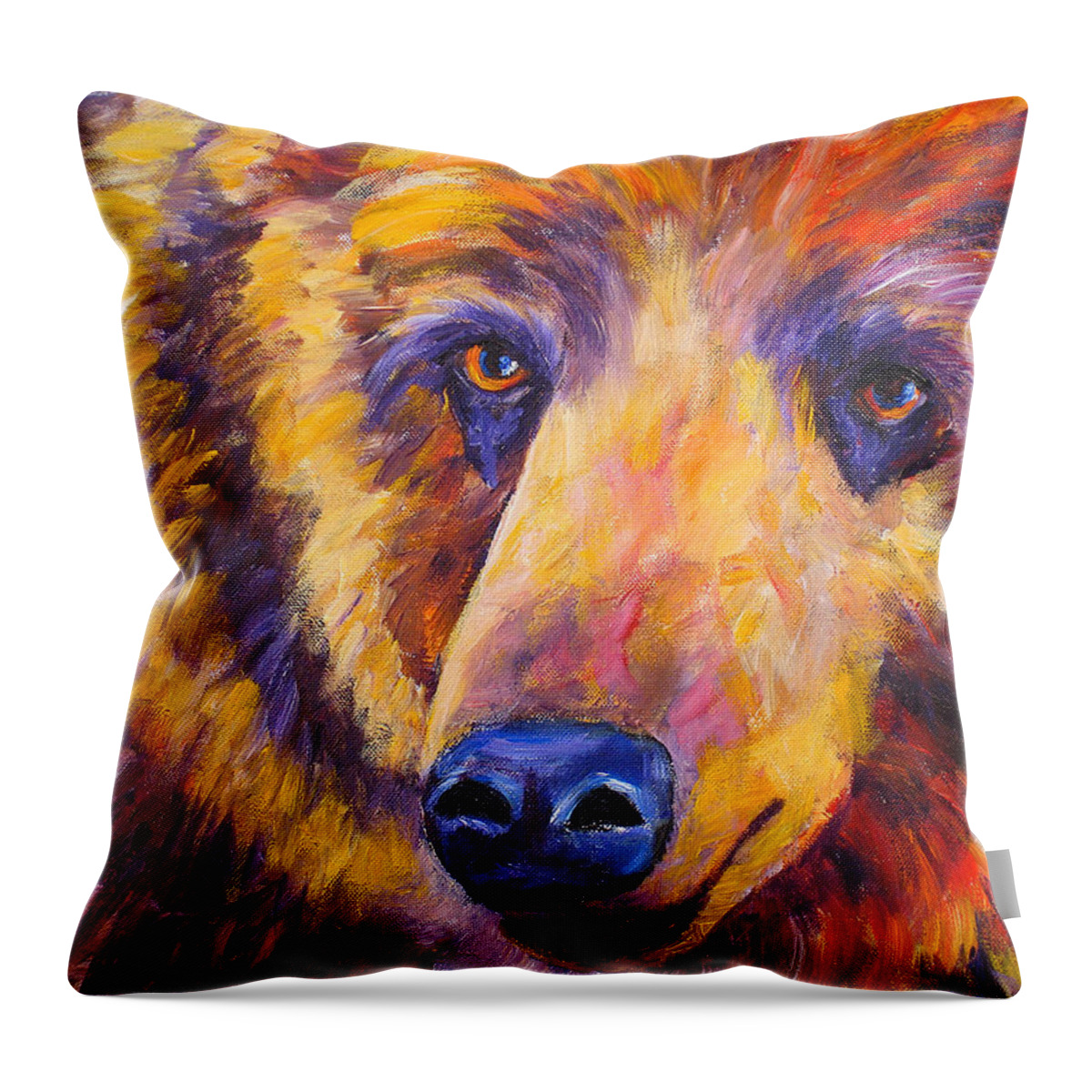 Bear Throw Pillow featuring the painting Wild Bear by Mary Jo Zorad